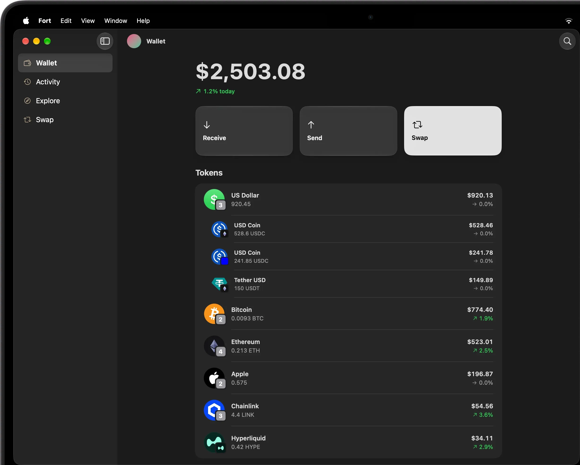 Fort's wallet on a Mac